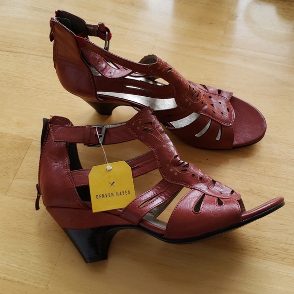 Denver Hayes Shoes - Denver Hayes red kitten heel sandles
